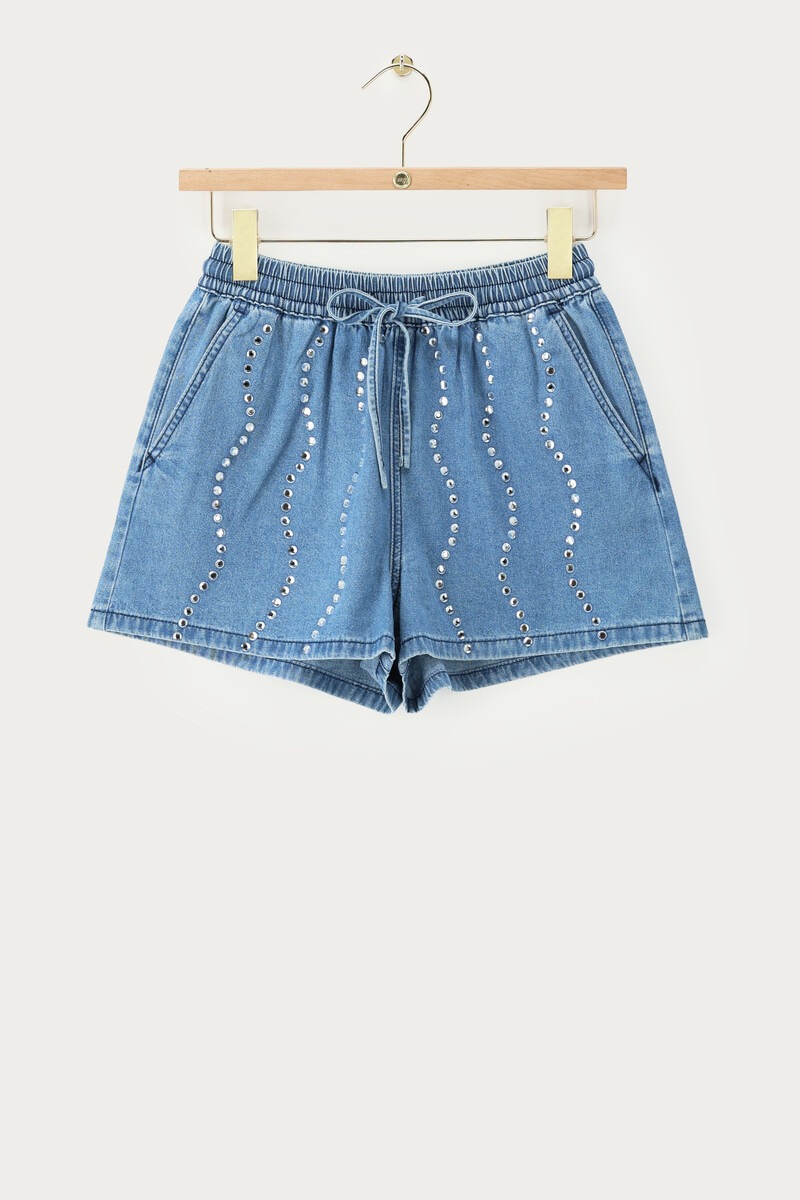 My jewellery Blauw Short Met Strass Wave