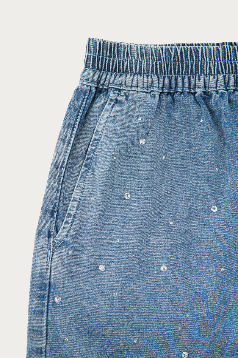 Blue denim shorts with rhinestones | My Jewellery