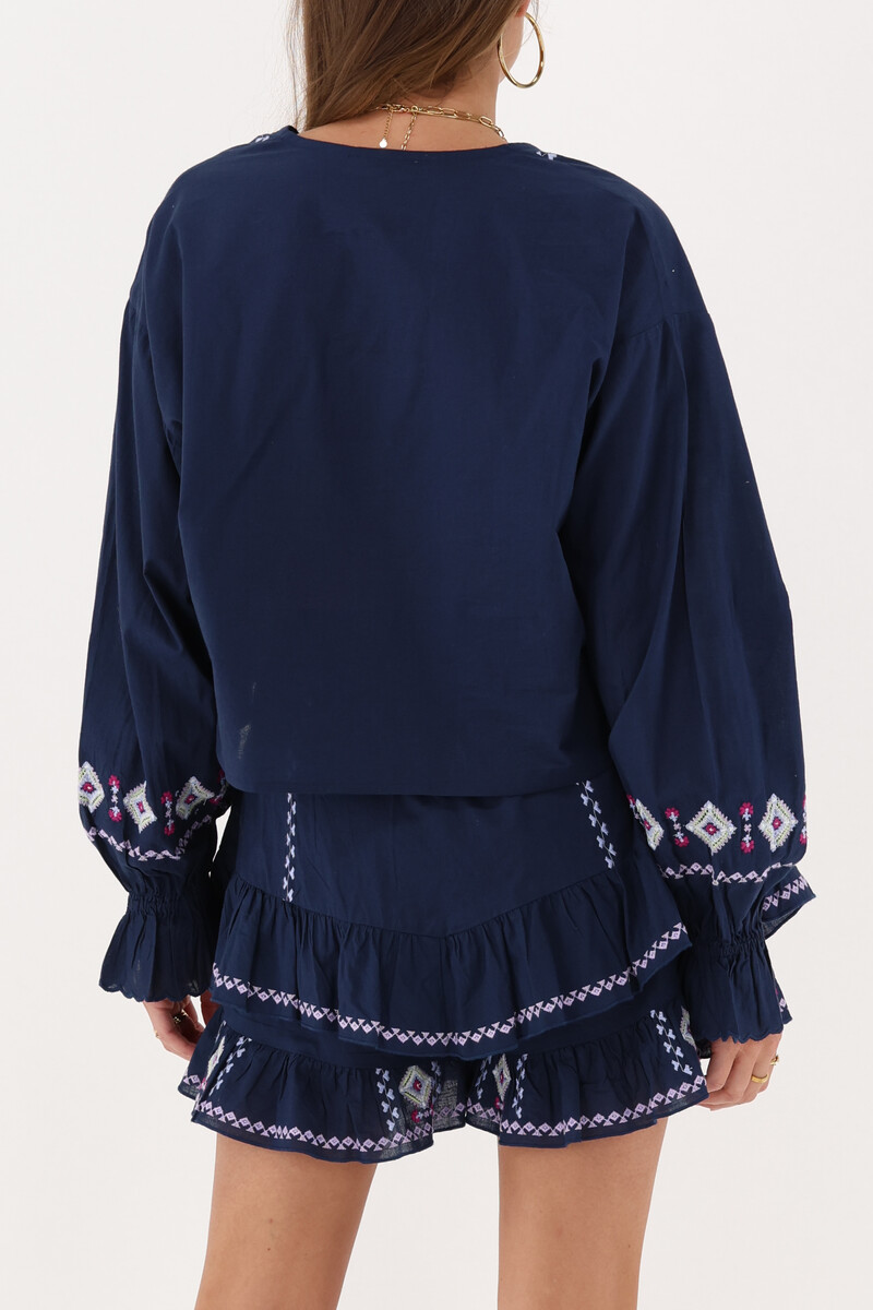 Blue skort with embroidery details | My Jewellery