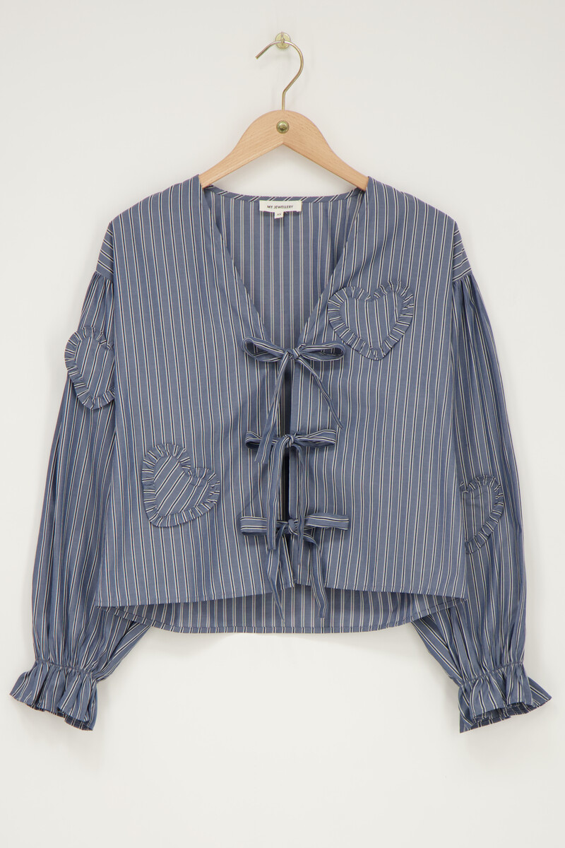 Blue striped blouse with bows & hearts | My Jewellery