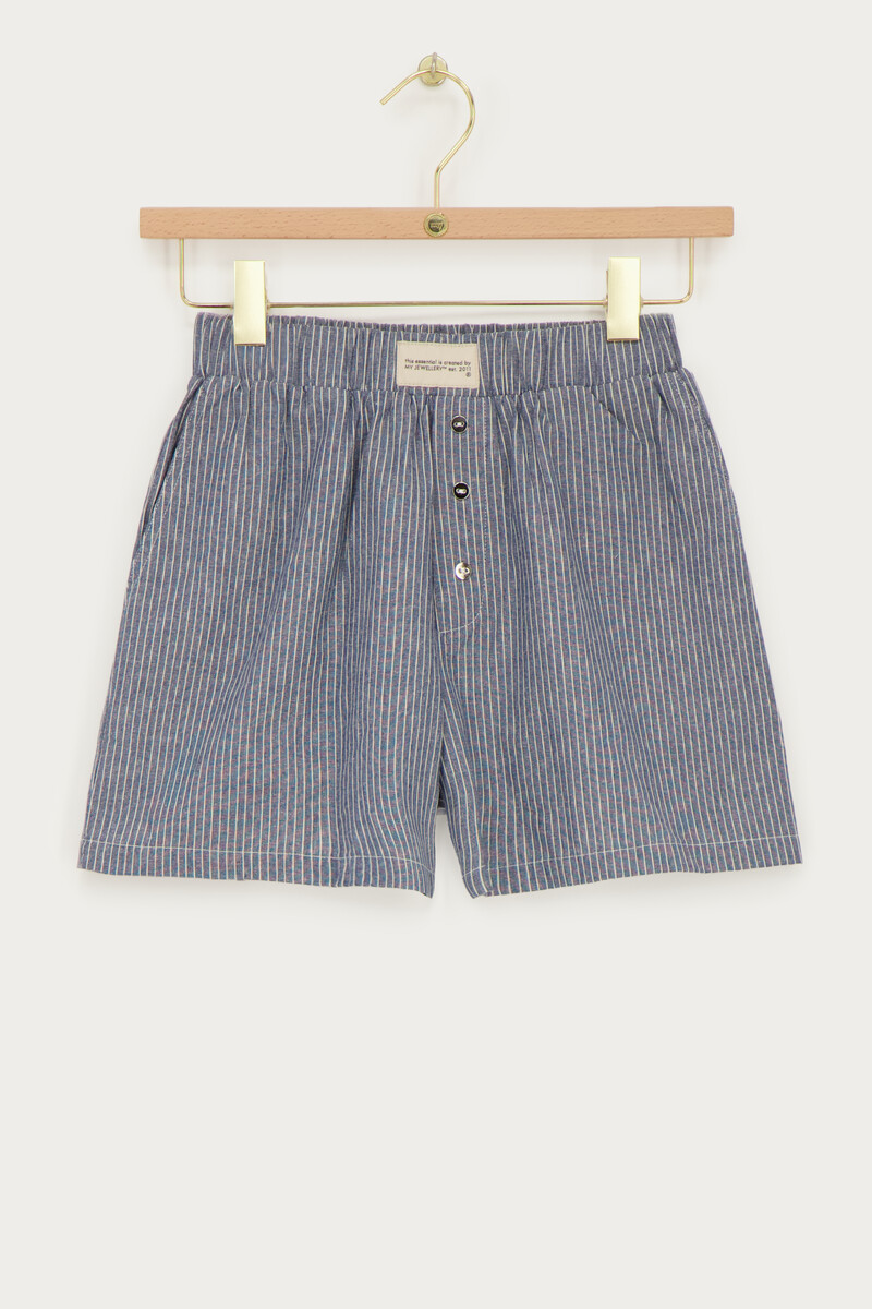 Blue striped shorts with patch | My Jewellery