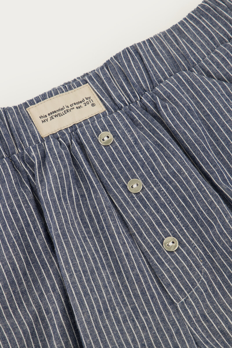 Blue striped shorts with patch | My Jewellery