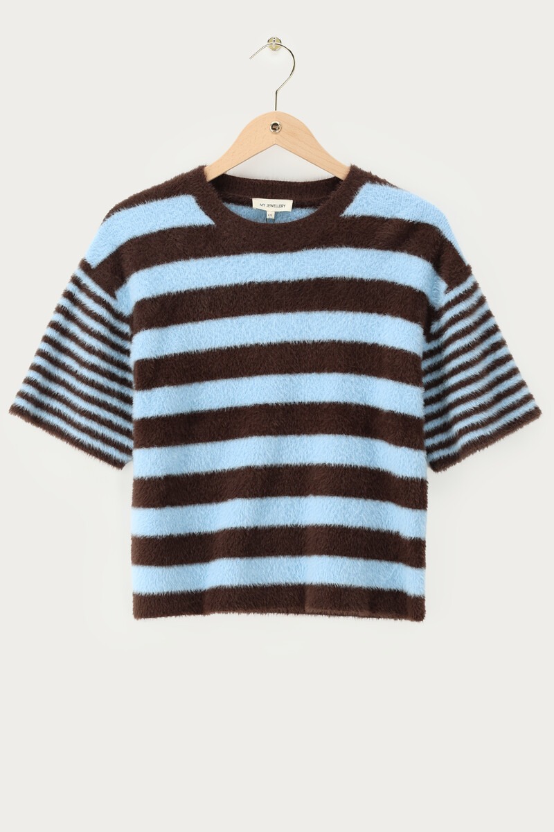 Blue striped sweater with short sleeves | My Jewellery