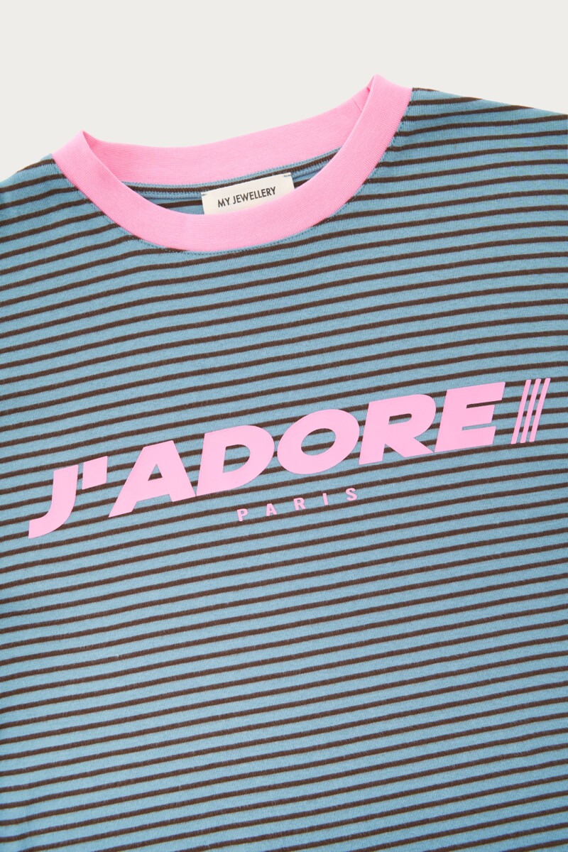 Blue striped T-shirt "J'adore" | My Jewellery