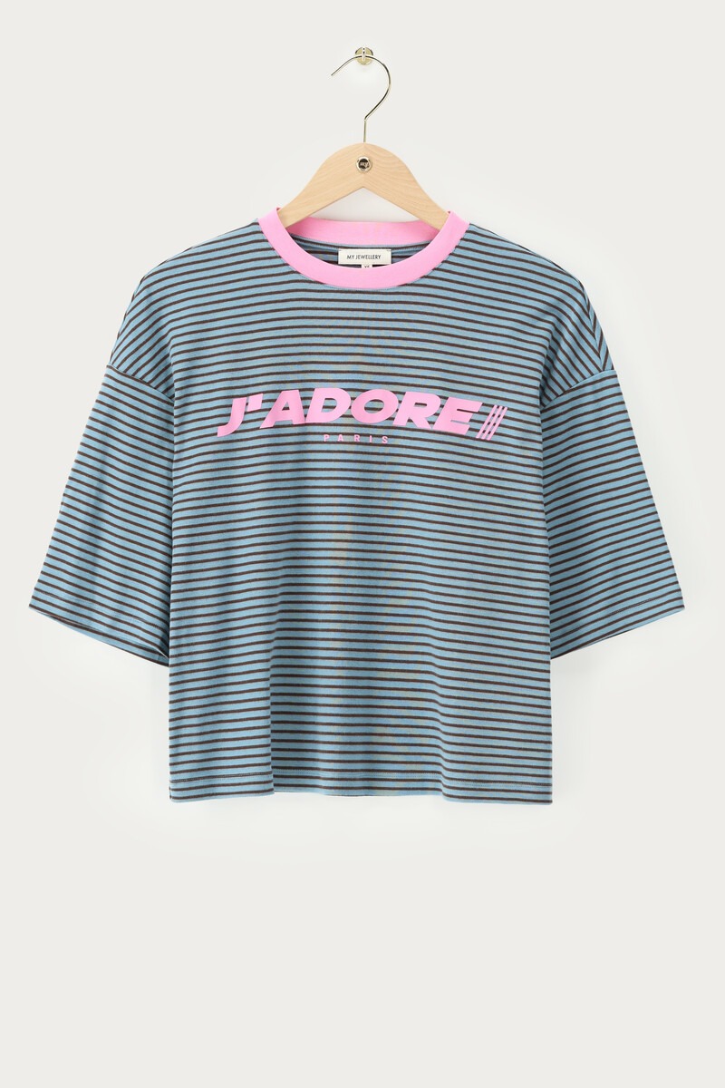 Blue striped T-shirt "J'adore" | My Jewellery