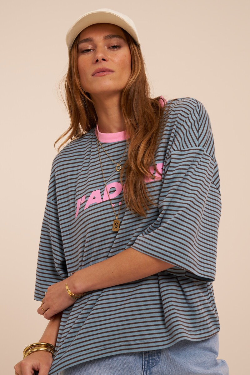 Blue striped T-shirt "J'adore" | My Jewellery