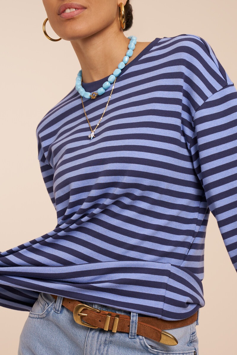 Blue striped T-shirt with long sleeves | My Jewellery