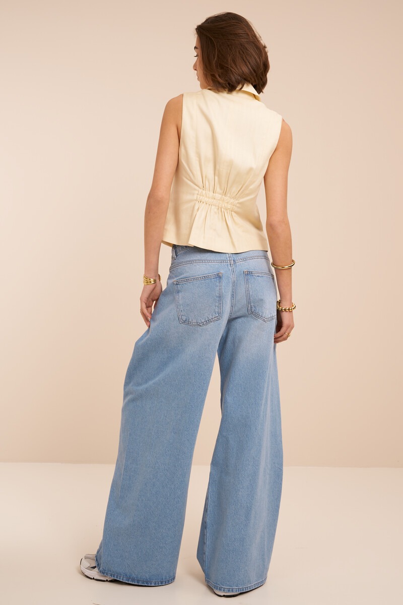 Blue wide leg jeans with pleats | My Jewellery