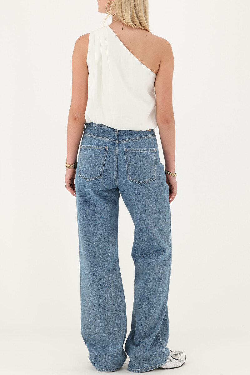 Blue wide leg jeans with rhinestones | My Jewellery