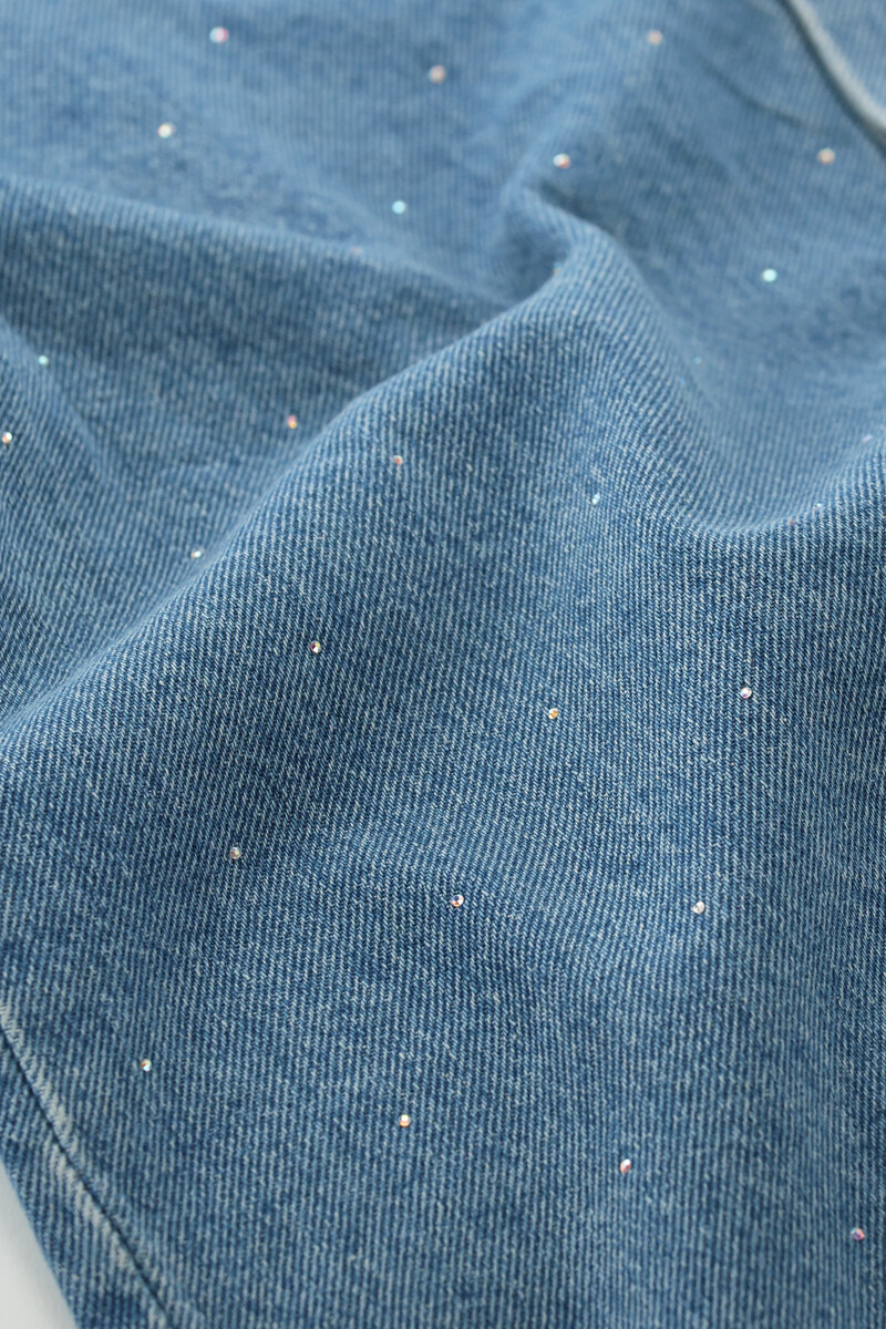 Blue wide leg jeans with rhinestones | My Jewellery