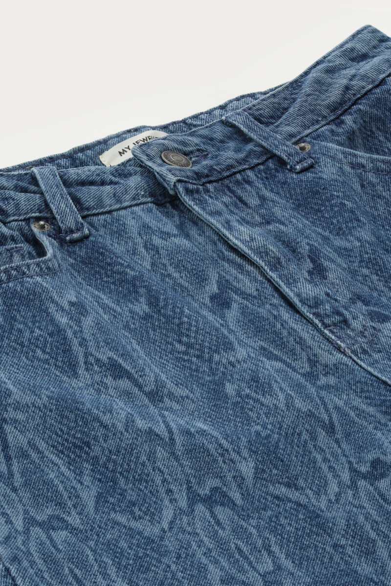 Blue wide leg jeans with snake print | My Jewellery