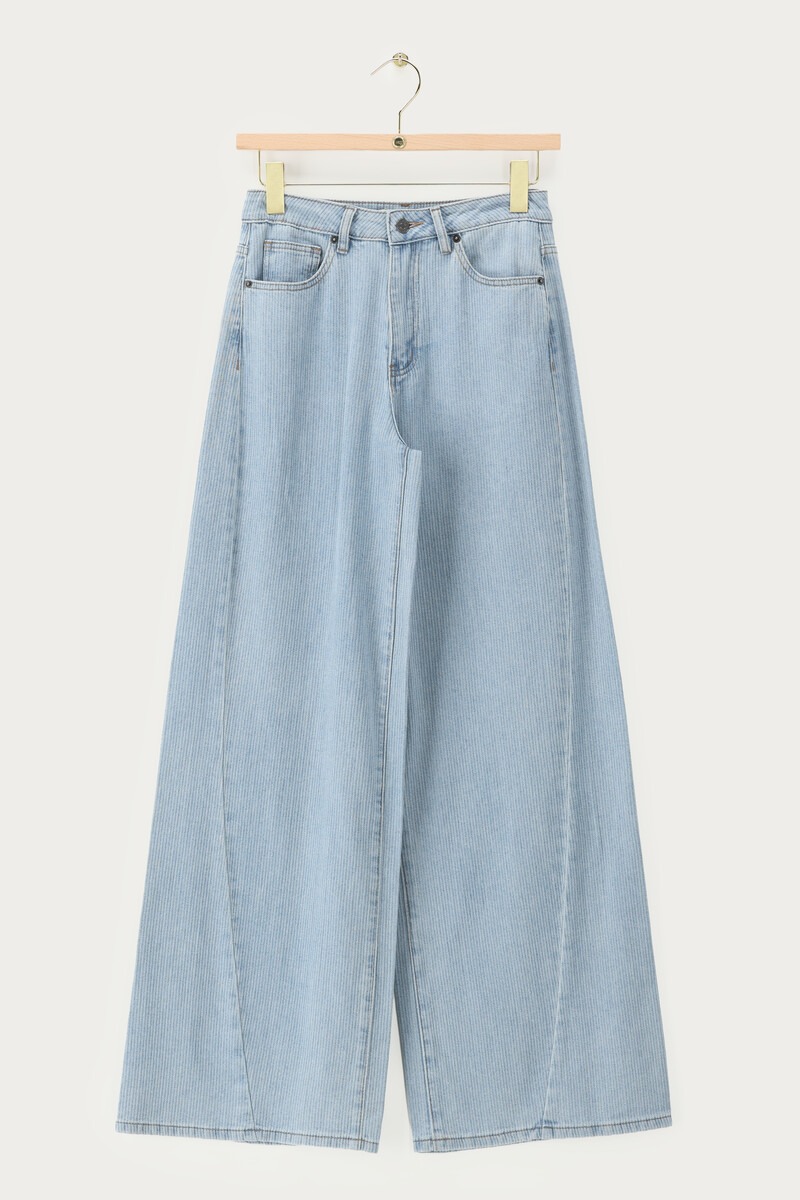 Blue wide leg jeans with striped texture | My Jewellery