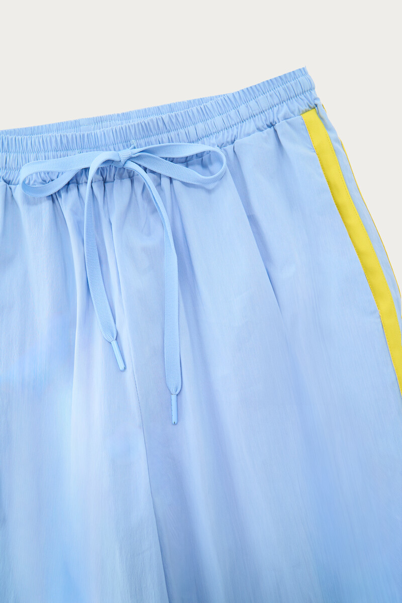 Blue wide leg trousers with contrast stripe | My Jewellery