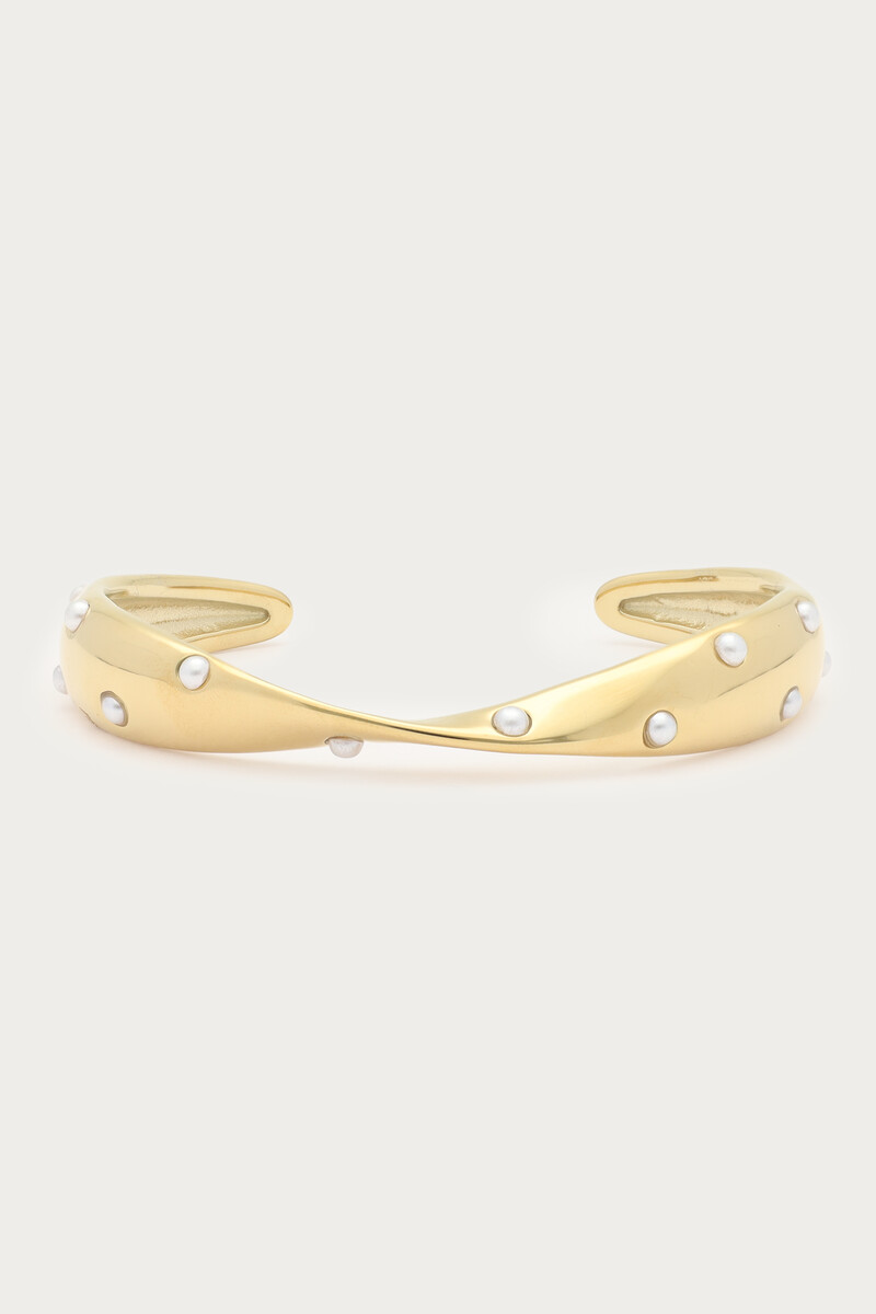 Bold bangle met twist en imitatieparels