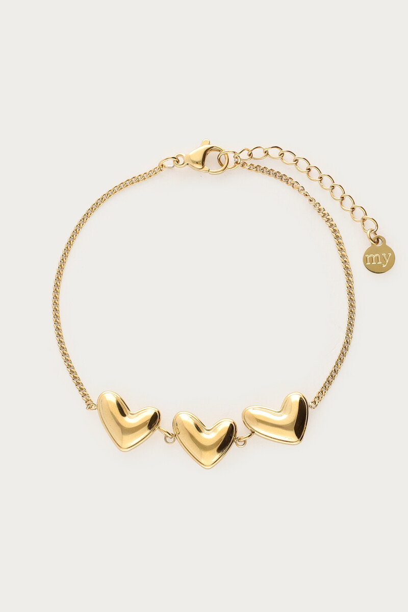 Bold armband met drie hartjes