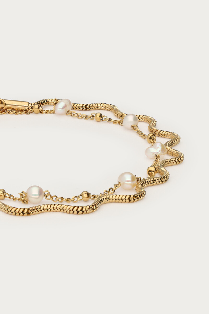 Bold double bracelet with faux pearls | My Jewellery