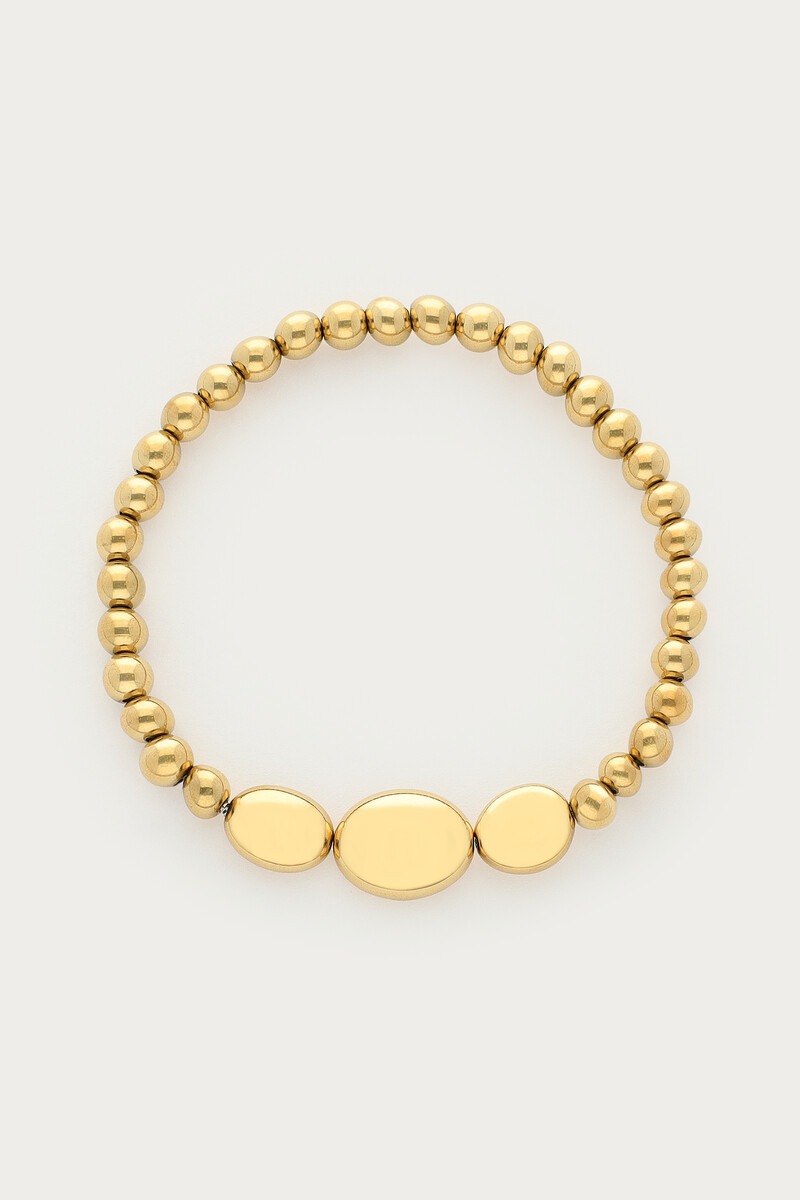 Bold elastic bracelet with round and oval beads