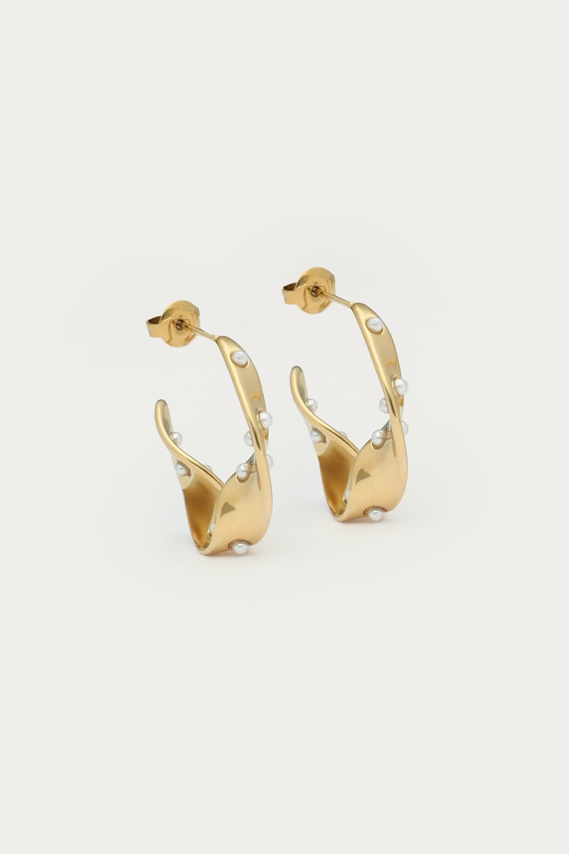 Bold hoop earrings with swirl and freshwater pearls | My Jewellery
