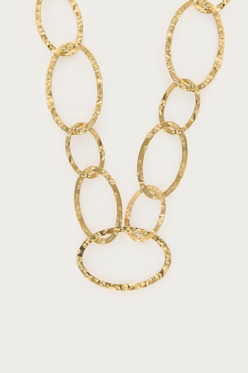 Bold long oval chain necklace "hammered" | My Jewellery