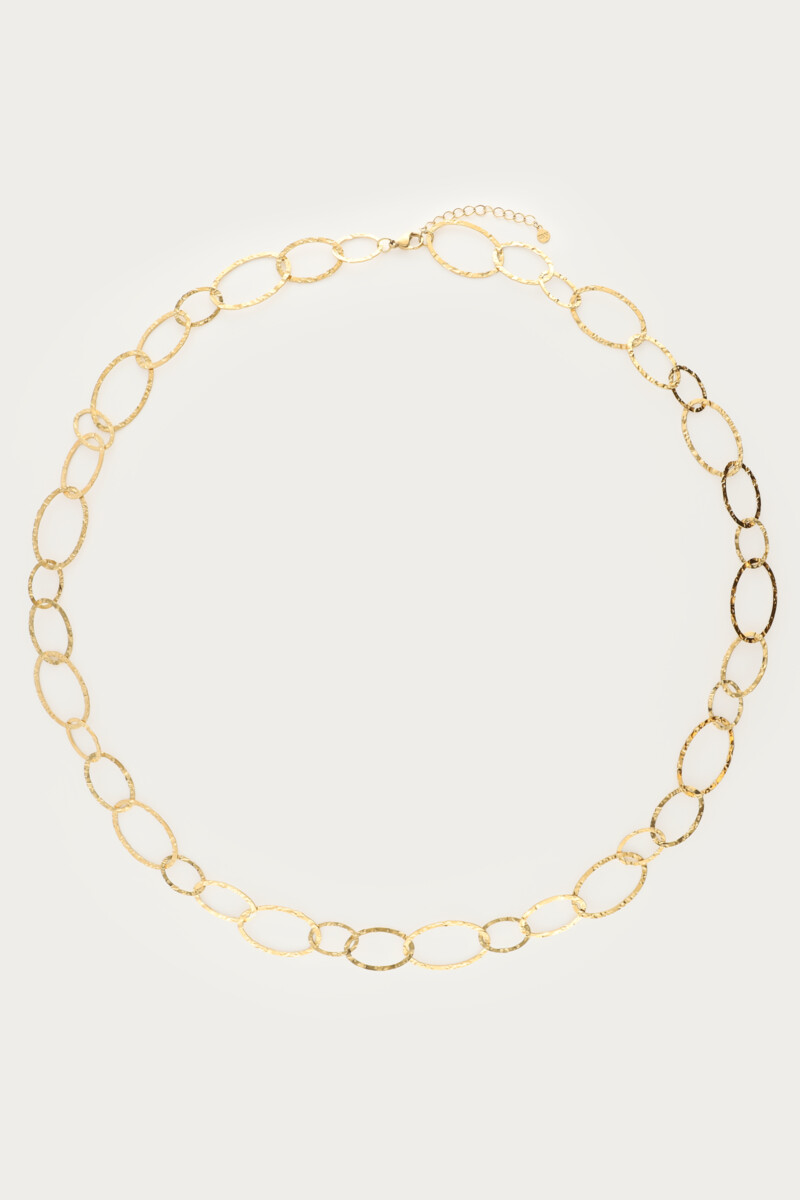 Bold lange ovale schakelketting "hammered"