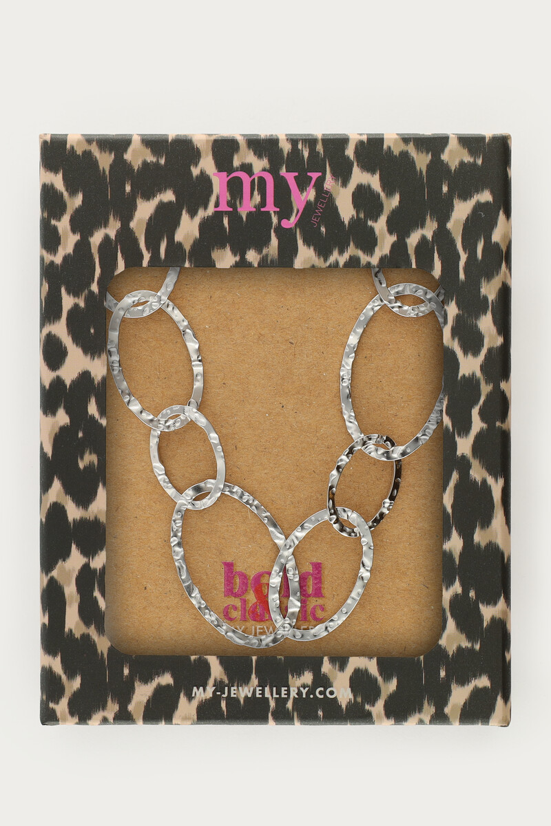 Bold long oval chain necklace "hammered" | My Jewellery