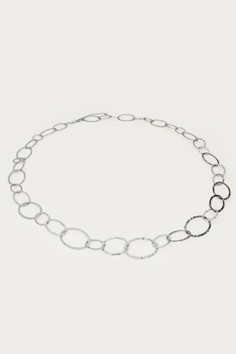 Bold long oval chain necklace "hammered" | My Jewellery