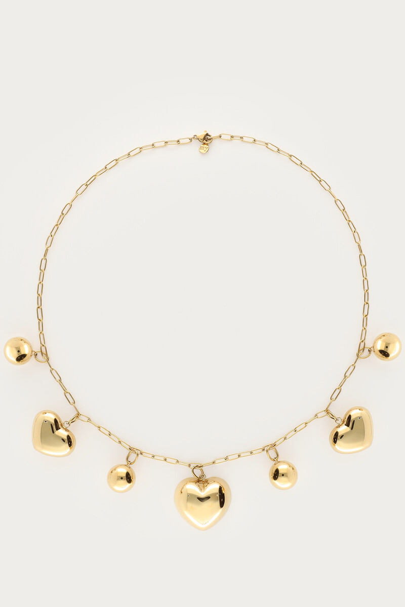 Bold ketting met hartjes en bolletjes