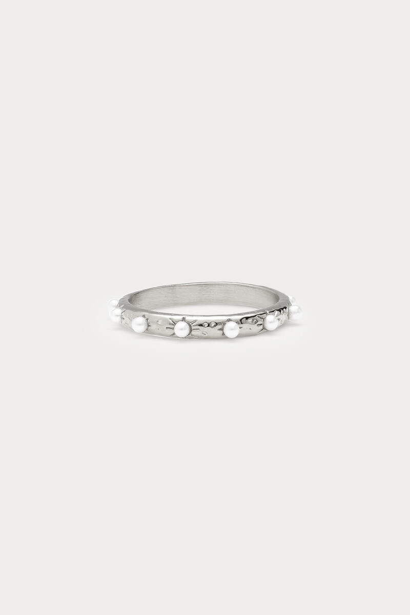 Bold ring with faux pearls 'hammered' | My Jewellery
