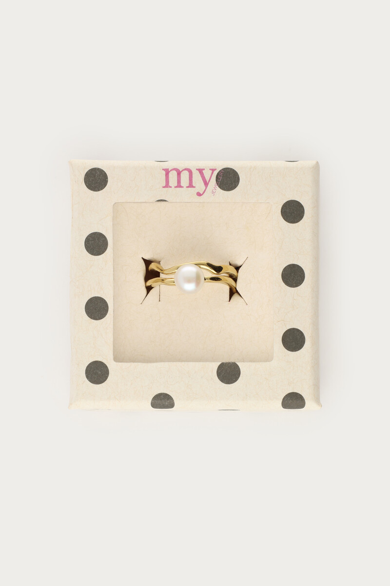 Bold ring with wave and freshwater pearl | My Jewellery