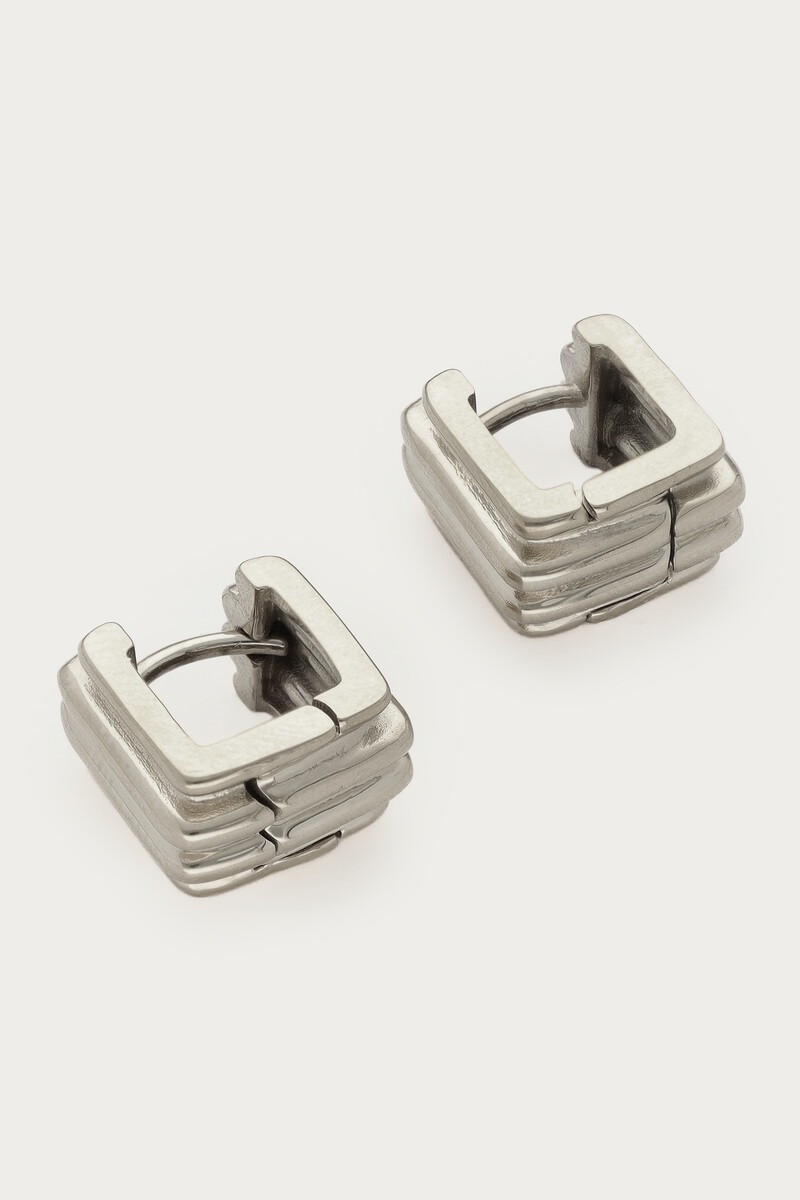 Bold square hoop earrings with ridges | My Jewellery