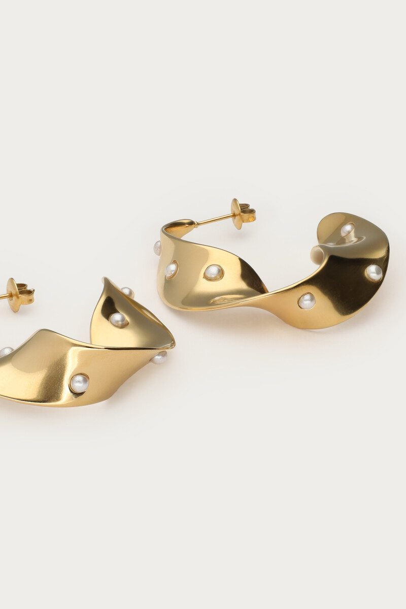 Bold statement hoop earrings with swirl and freshwater pearls | My Jewellery