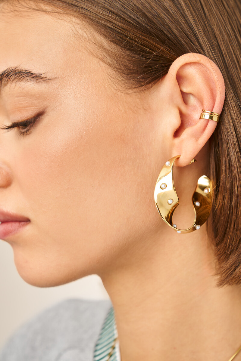 Bold statement hoop earrings with swirl and freshwater pearls | My Jewellery