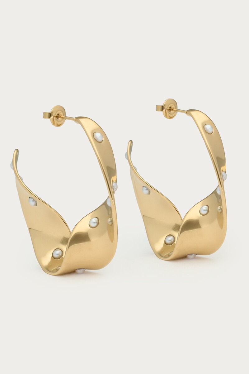 Bold statement hoop earrings with swirl and freshwater pearls | My Jewellery
