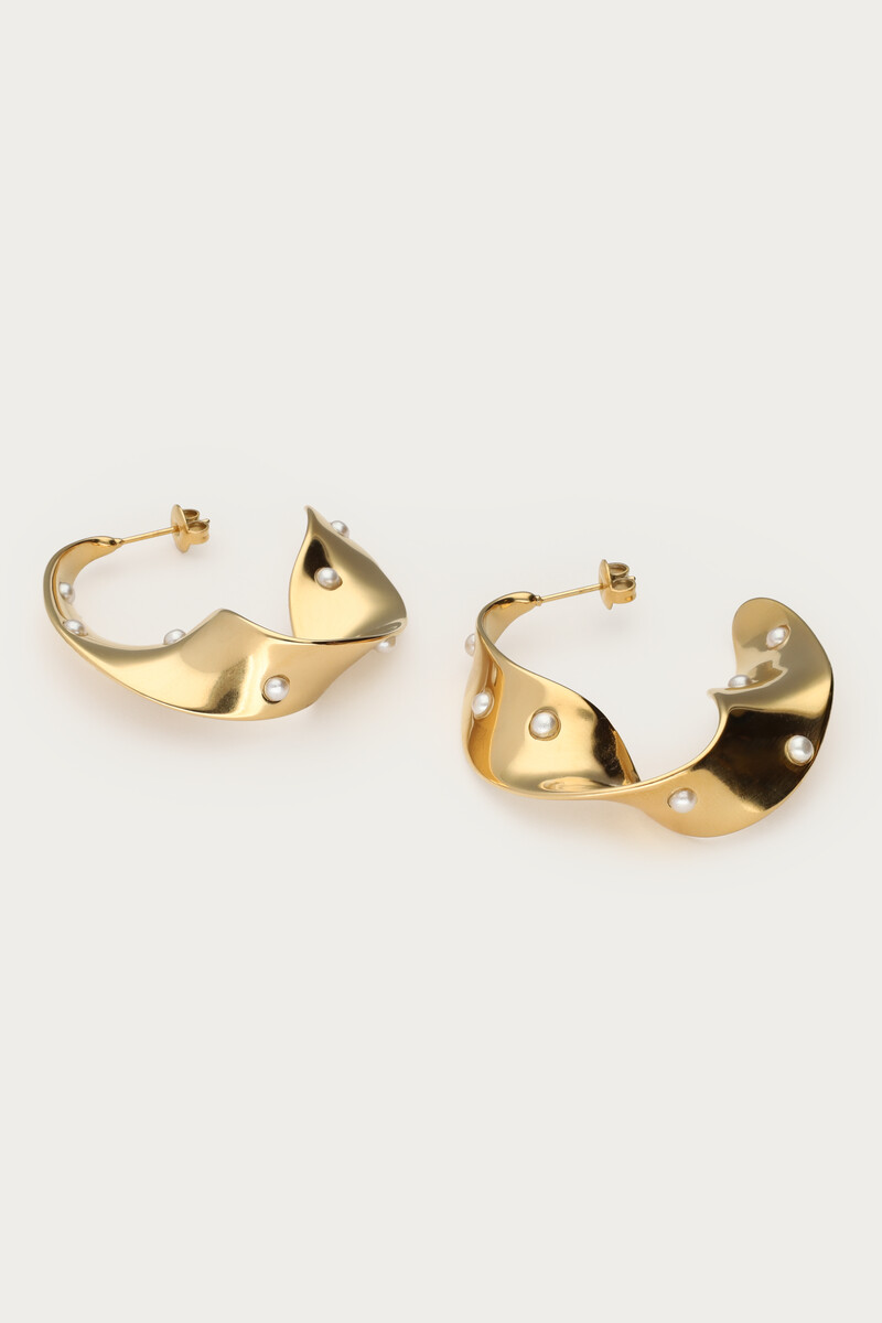 Bold statement hoop earrings with swirl and freshwater pearls | My Jewellery