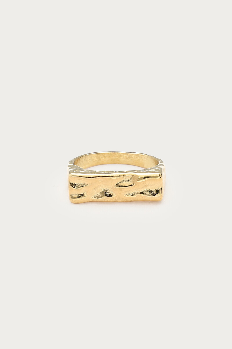 Bold statement square ring 'hammered'