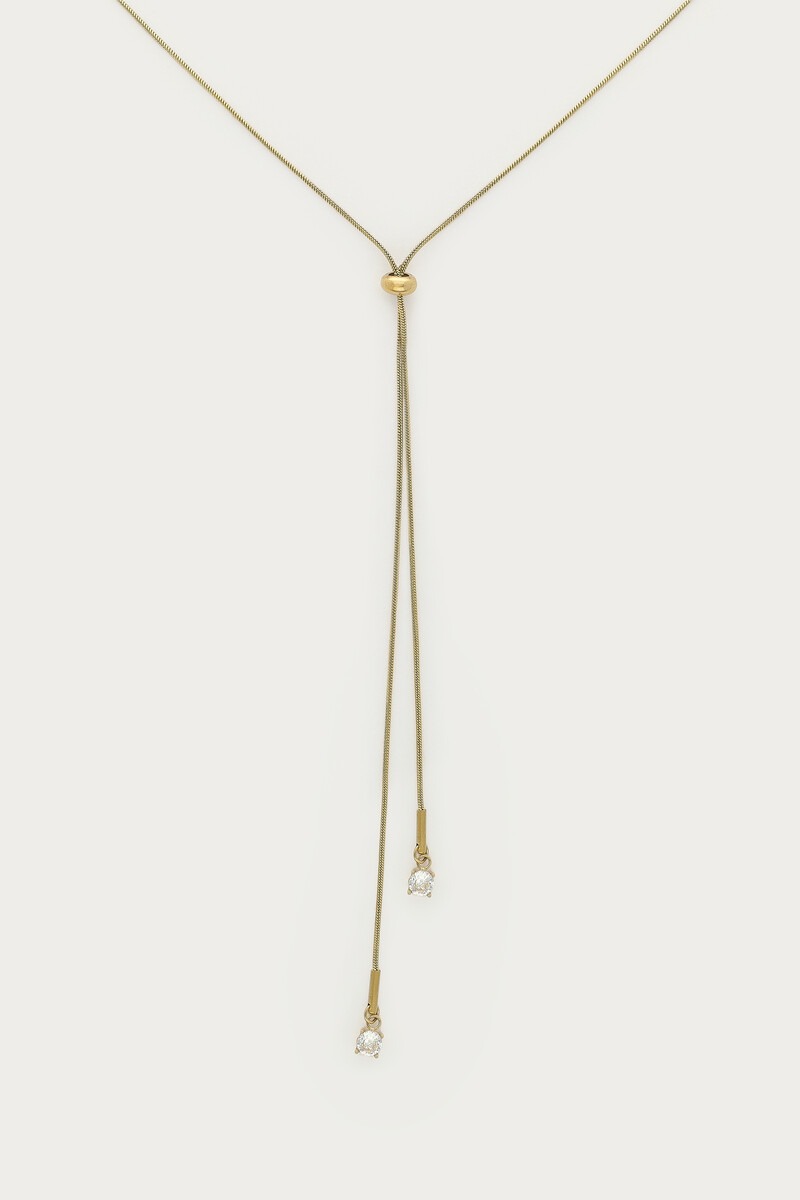 Bold y-ketting met strings en strass stenen