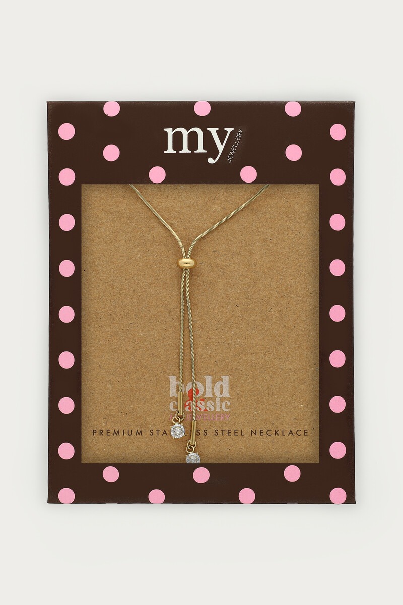 Bold y-necklace with strings and rhinestones | My Jewellery