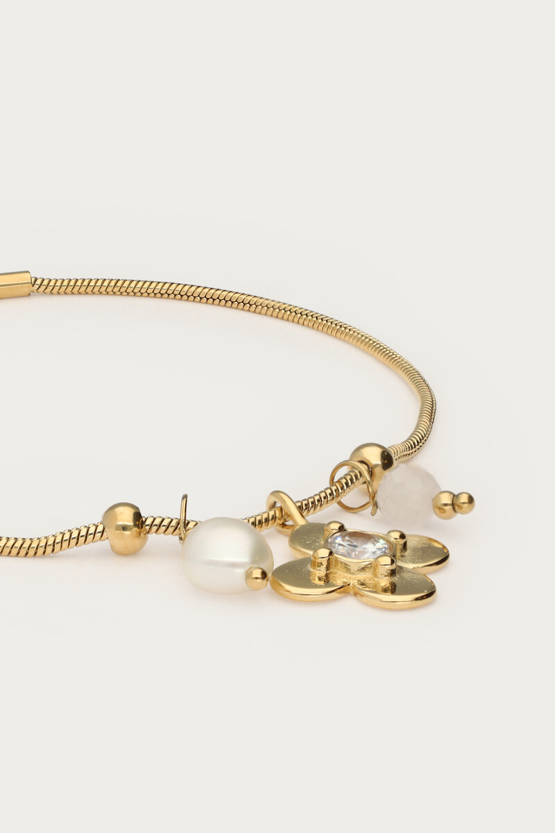 Botanical bracelet with flower and rhinestone | My Jewellery