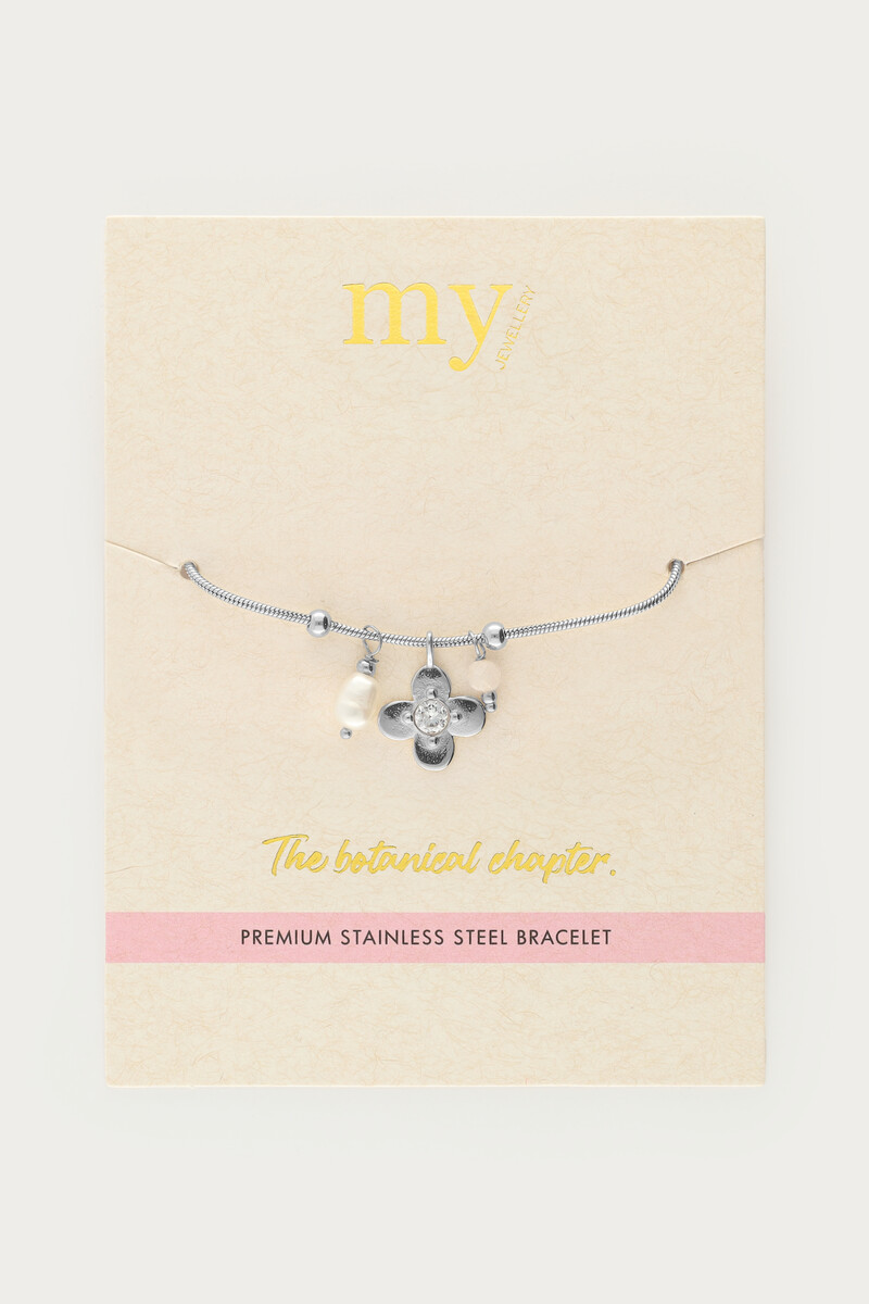 Botanical bracelet with flower and rhinestone | My Jewellery