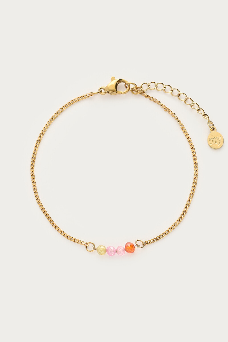 Botanical armband met vier multikleur kralen
