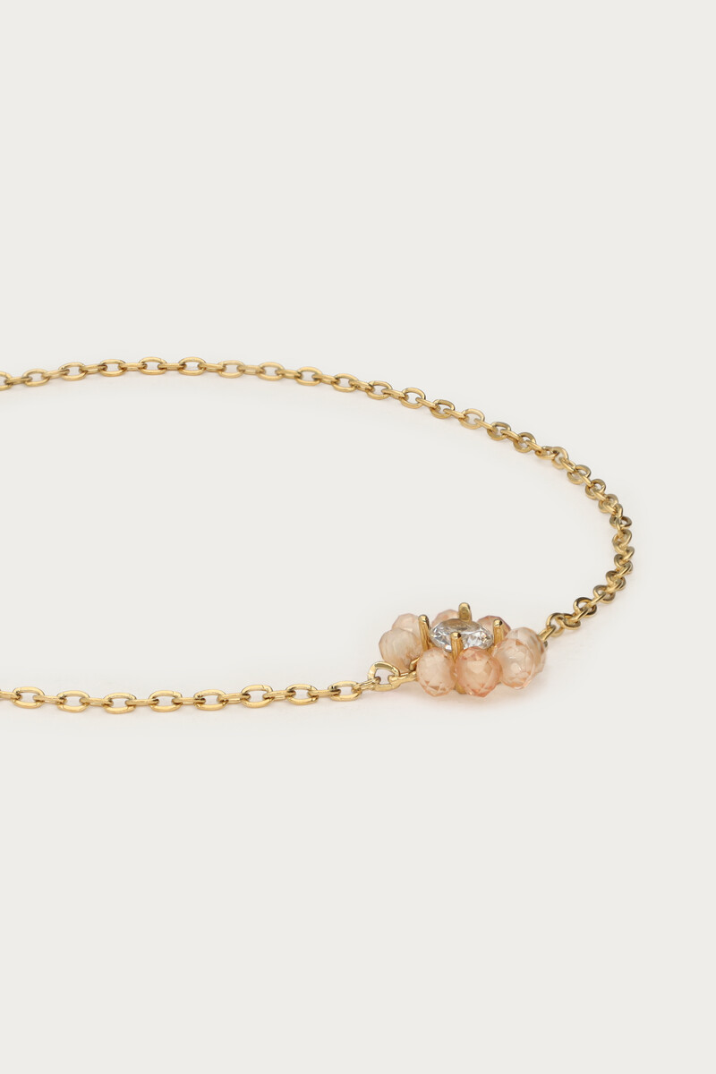 Botanical bracelet with small beige rhinestone flower | My Jewellery