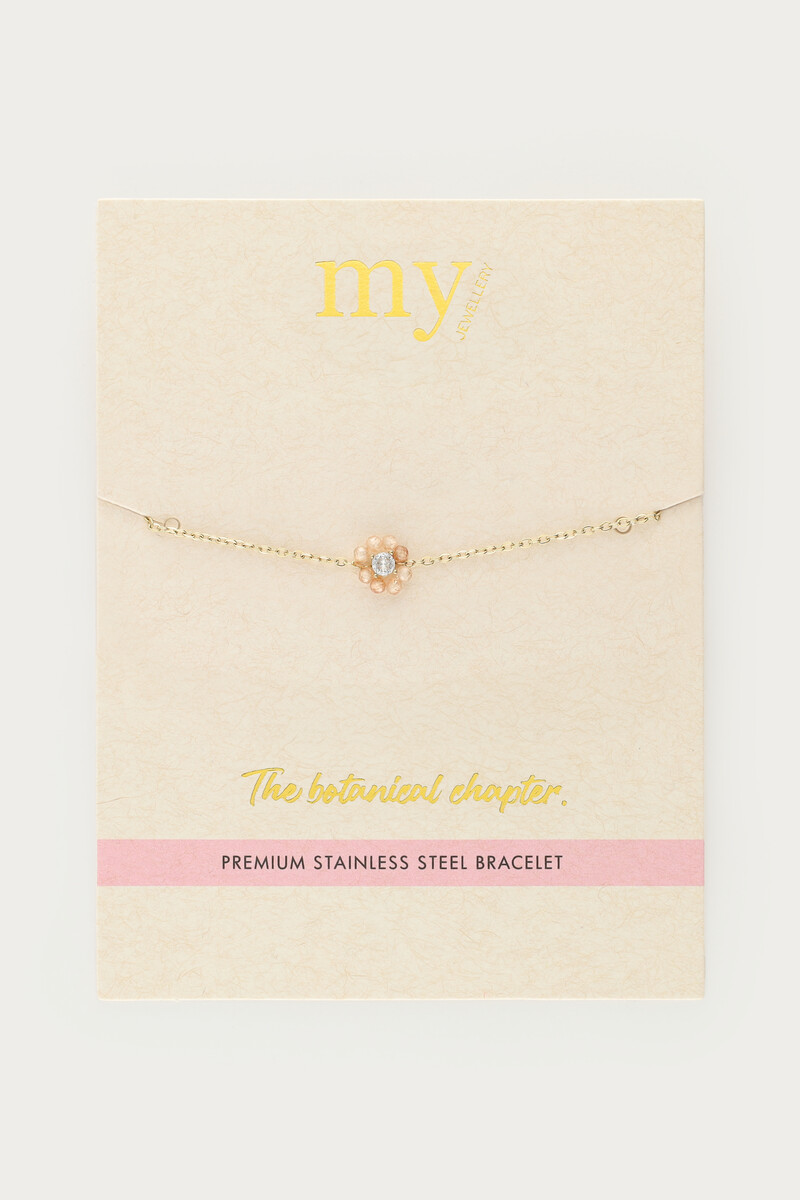 Botanical bracelet with small beige rhinestone flower | My Jewellery