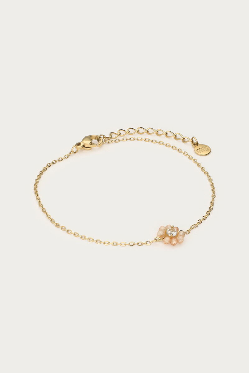 Botanical bracelet with small beige rhinestone flower | My Jewellery