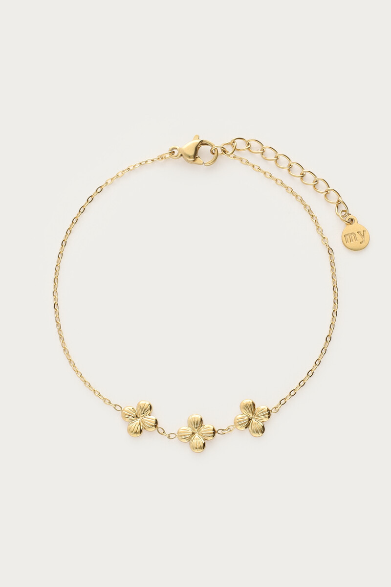 Botanical armband met drie klaver bloemen