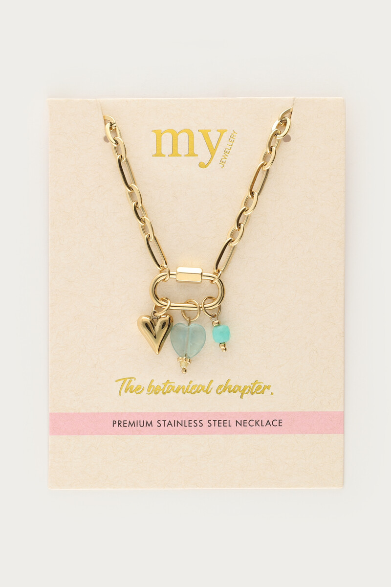 Botanical chain necklace with green charms