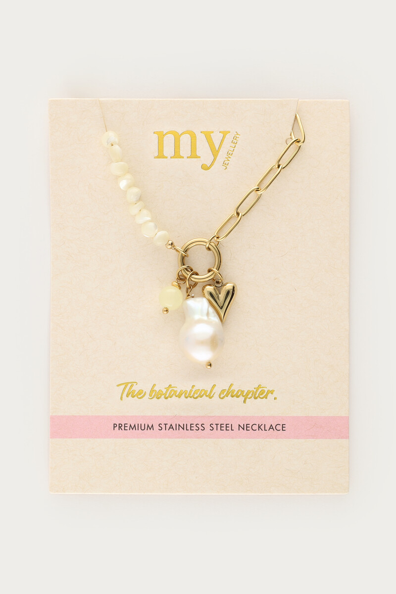 Botanical chain necklace with yellow beads and charms | My Jewellery