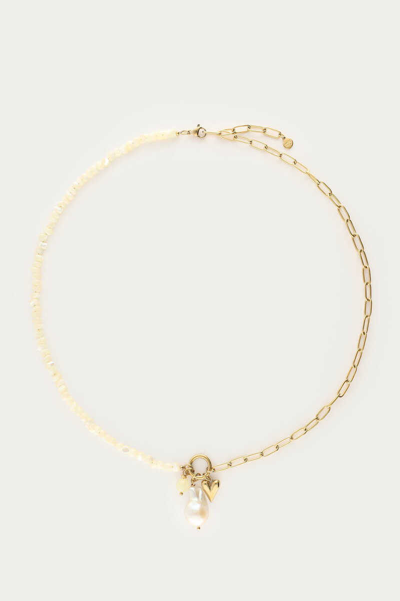 Botanical schakelketting met gele kralen en bedels