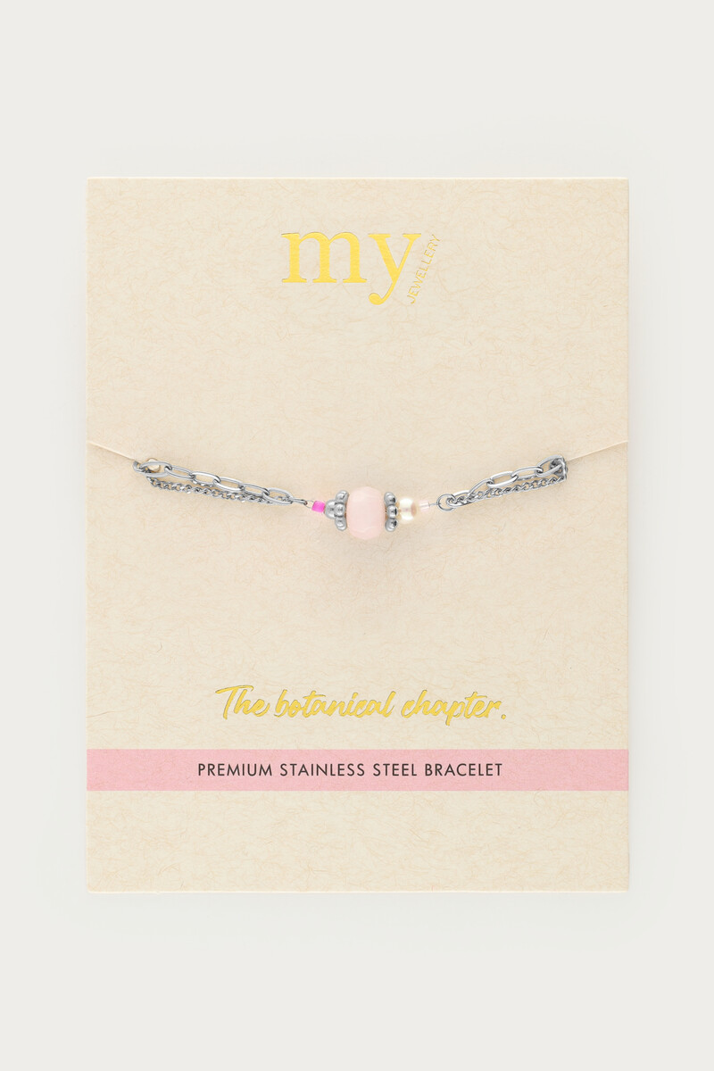 Botanical double bracelet with pink bead | My Jewellery