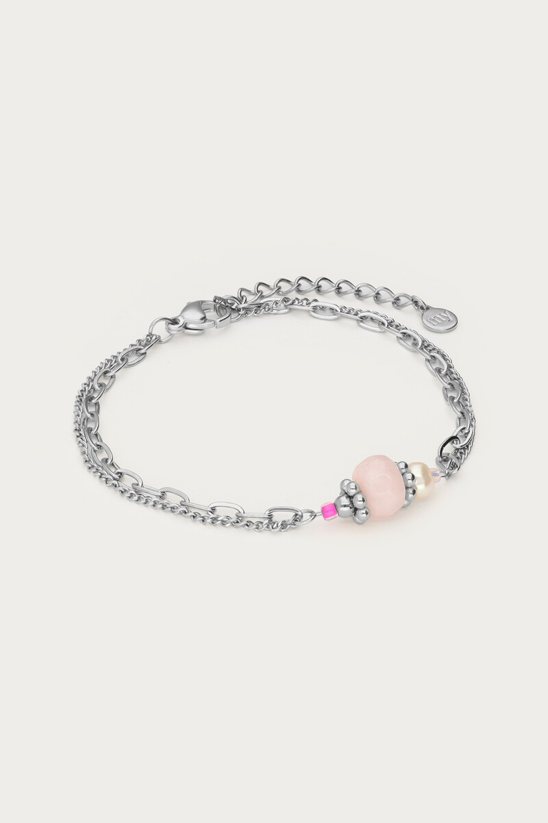 Botanical double bracelet with pink bead | My Jewellery
