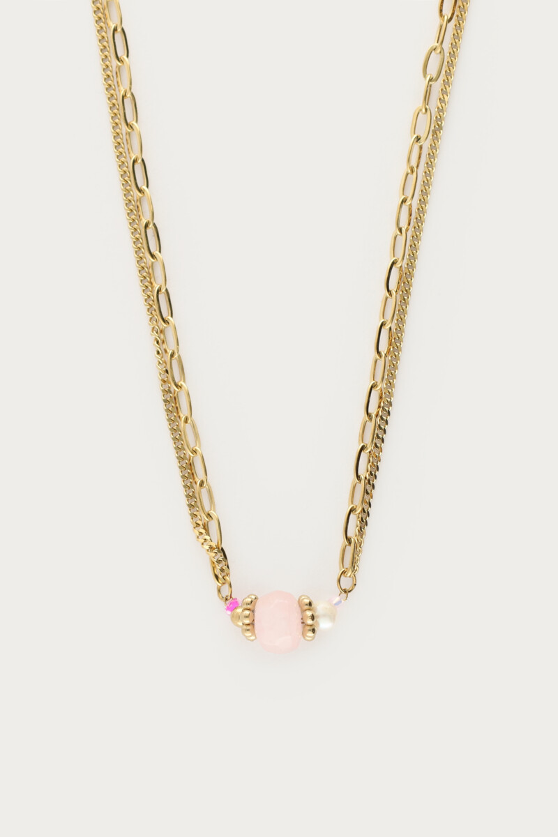 Botanical double necklace with pink stone | My Jewellery